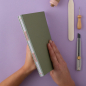 Preview: DIY kit Bookbinding olivegreen - sage | GARN&MEHR