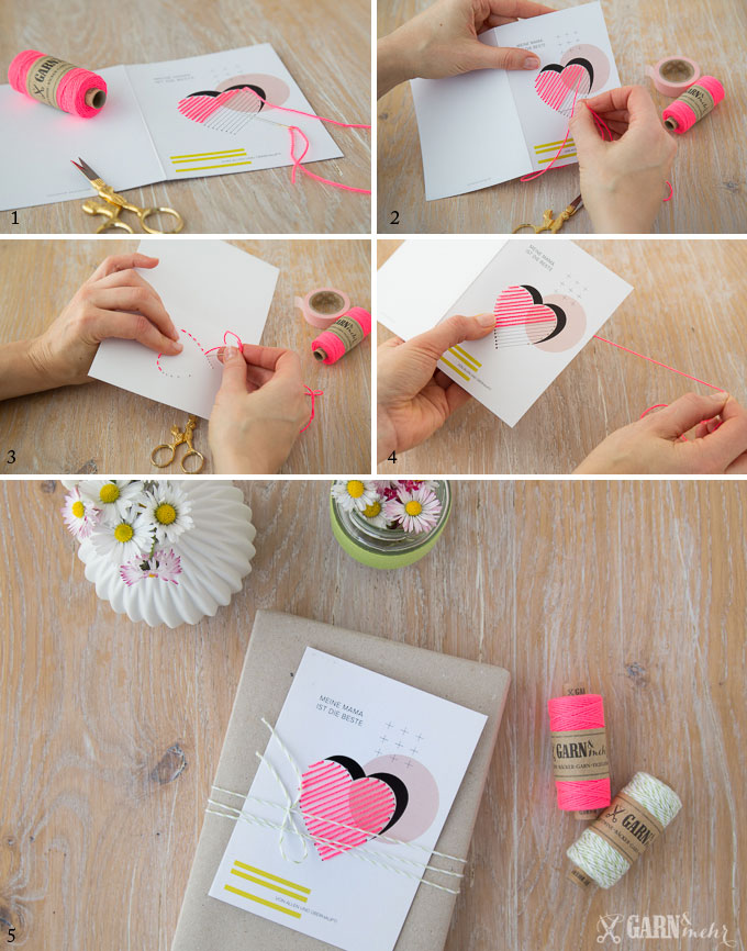 DIY Anleitung für heartstitch gestickte Muttertagskarten